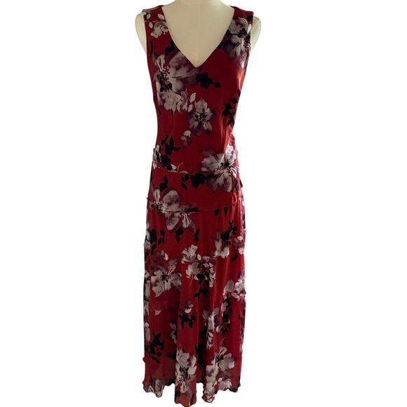 Simply Vera Wang Burnt Orange Floral Maxi Dress Sleeveless Lined Medium Fall - Picture 1 of 9